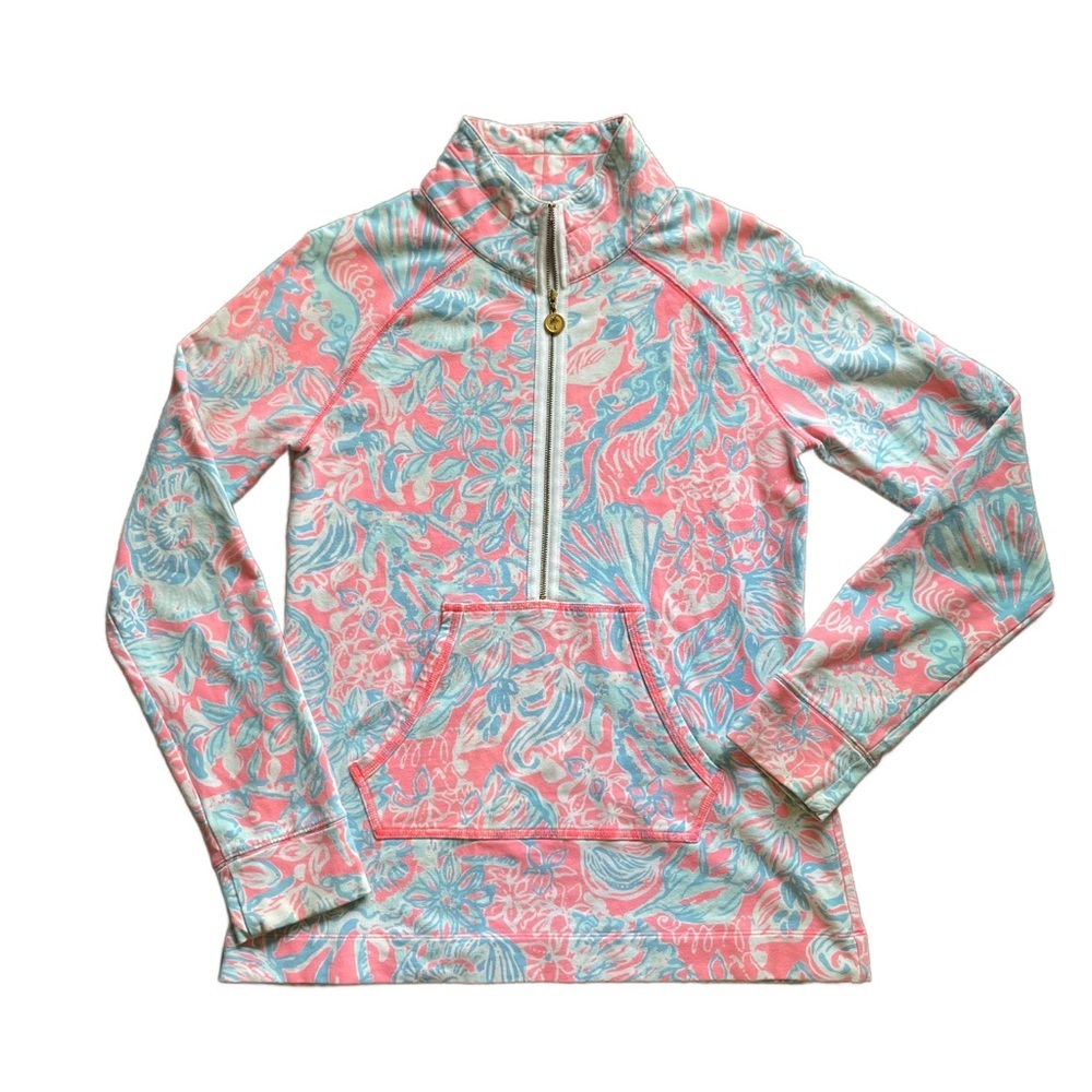 Lilly Pulitzer Skipper Popover Quarter Zip Up Sweatshirt Sun Siren Summer Ray